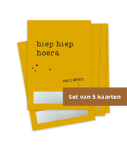 Kraskaartenset 'Hiep hiep hoera' (5 stuks)