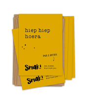 Kraskaartenset 'Hiep hiep hoera' (5 stuks)