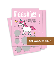 Kraskaartenset 'Uitnodiging Unicorn' (5 stuks)