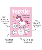 Kraskaartenset 'Uitnodiging Unicorn' (5 stuks)